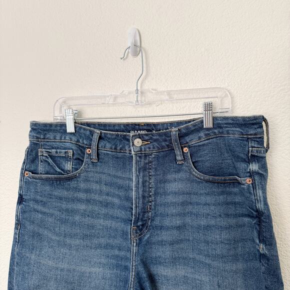 [Old Navy] High Rise The O.G. Denim Shorts Cuffed Medium Wash Smooth Pockets 14 - Picture 8 of 11